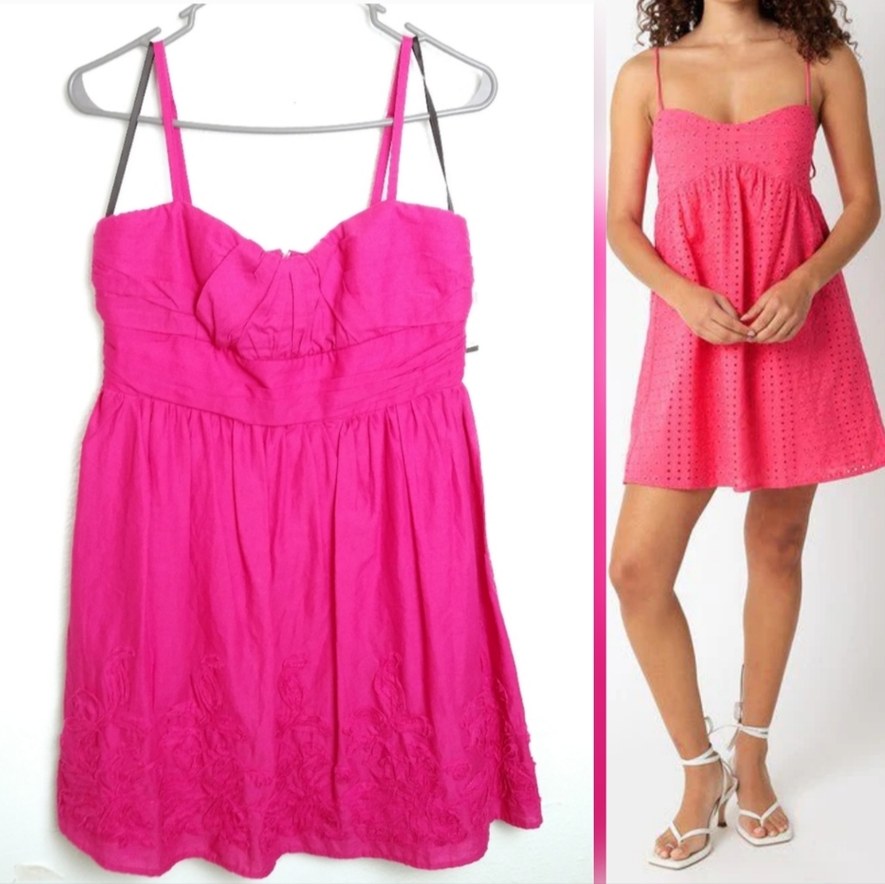 iz Byer California Babydoll Mini Dress Junior 9 Solid Pink